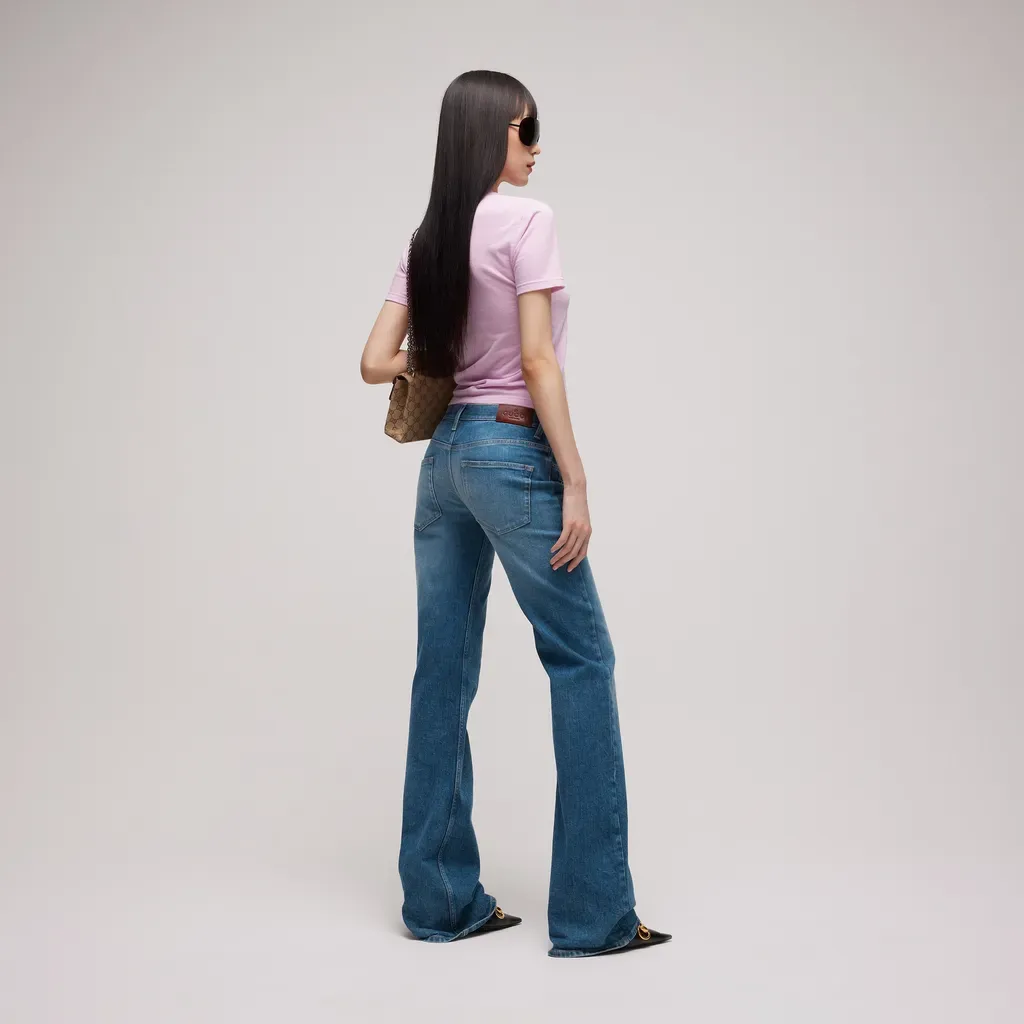 Stretch Cotton Denim With Horsebit