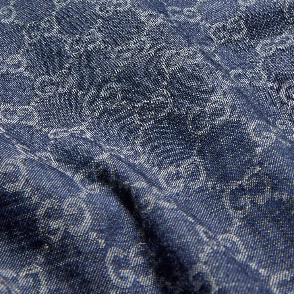 Gg Cotton Denim Jacquard Pants