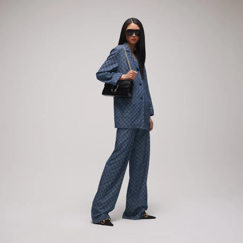 Gg Cotton Denim Jacquard Jacket