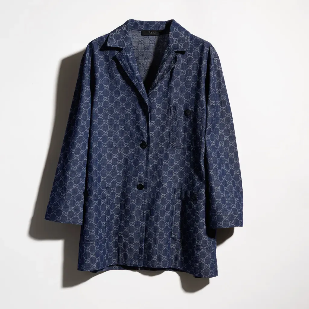 Gg Cotton Denim Jacquard Jacket