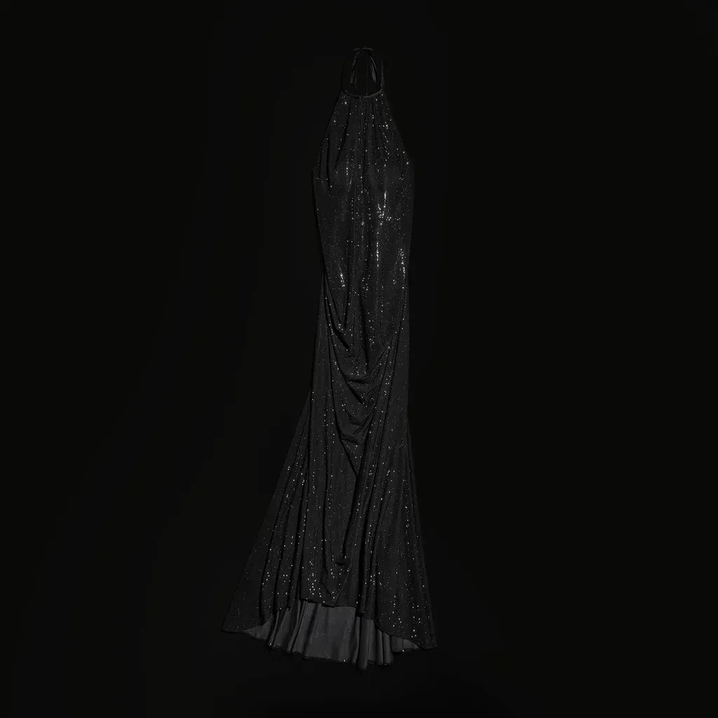 Embroidered Silk Stretch Chiffon Long Dress