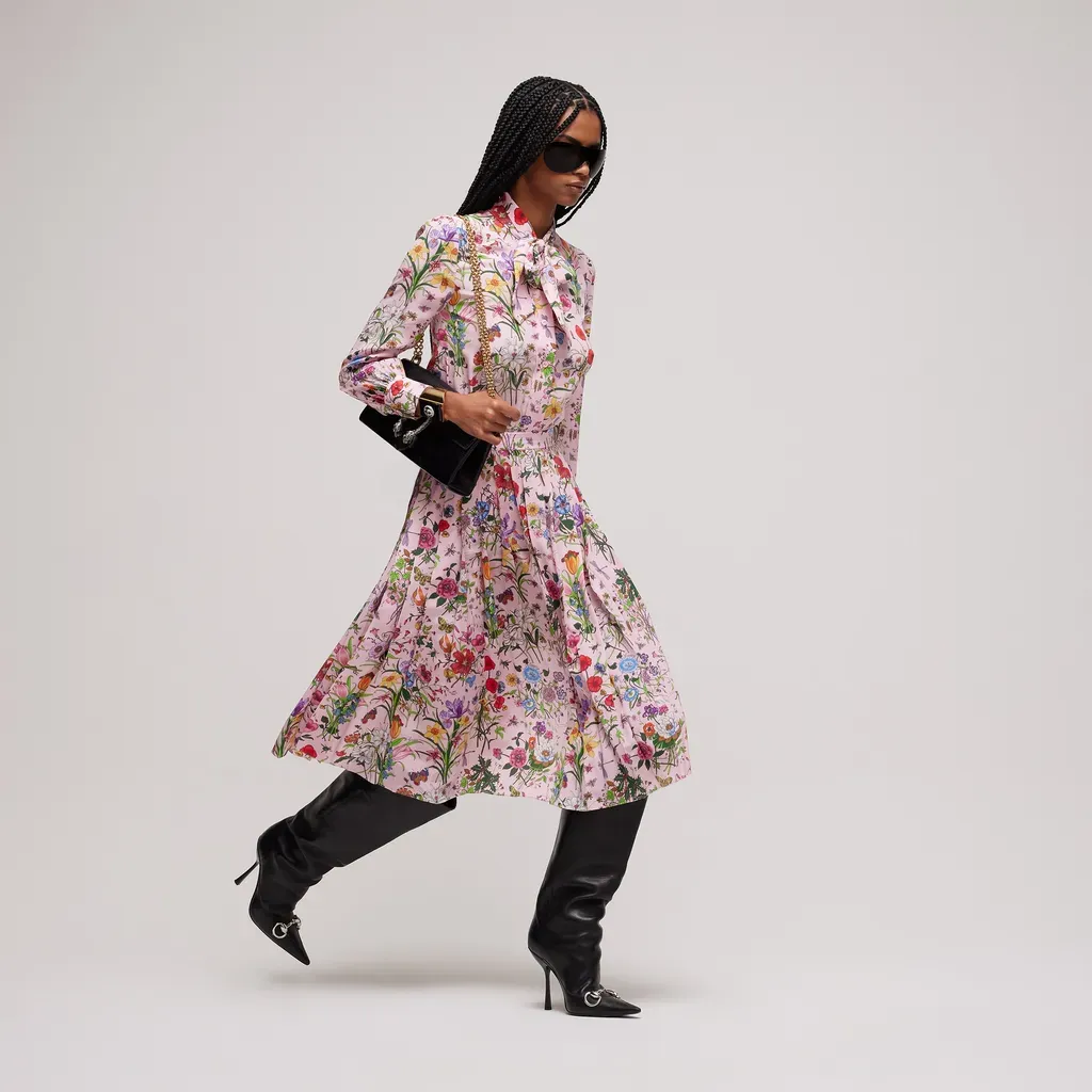 Printed Silk Chemisier Dress