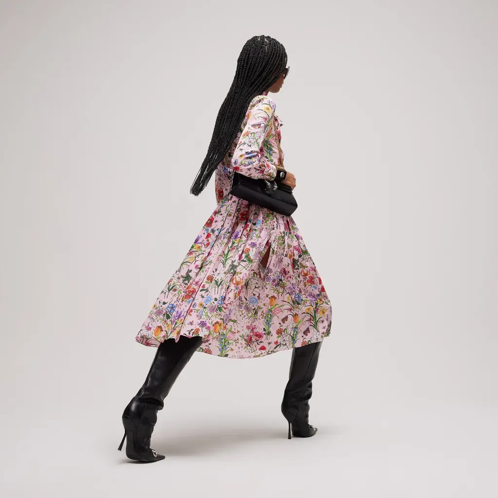 Printed Silk Chemisier Dress