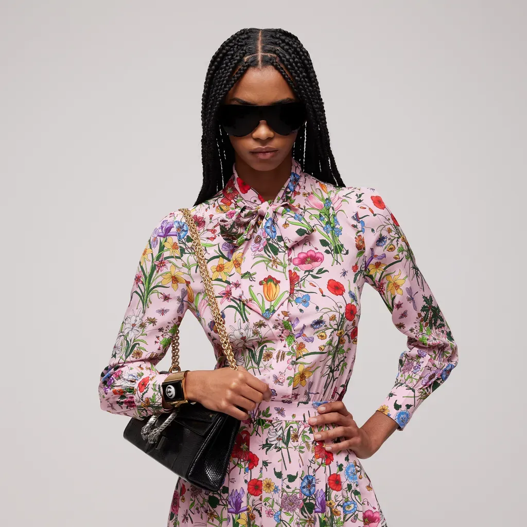 Printed Silk Chemisier Dress