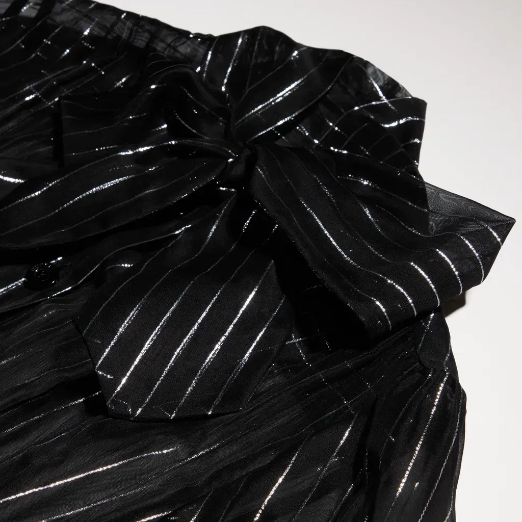Pinstripe Silk Organza Chemisier Dress