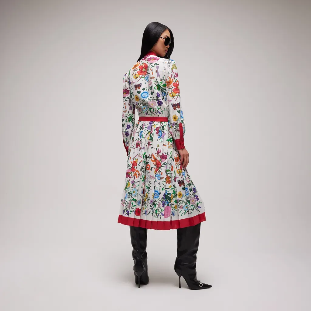 Printed Silk CrÊPe De Chine Chemisier Dress