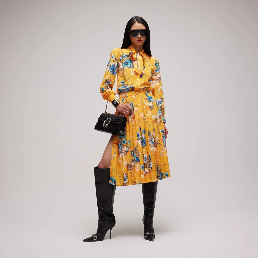 Printed Silk Chemisier Dress