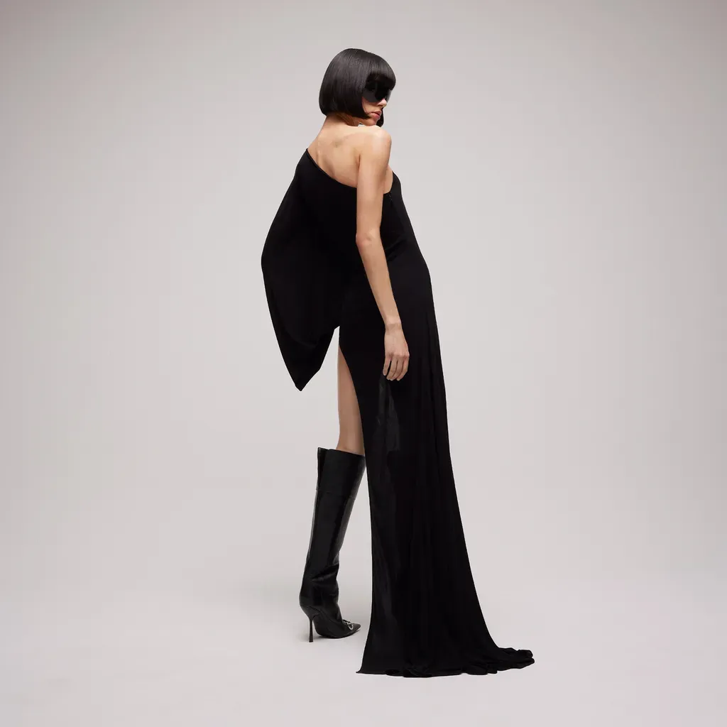 Viscose Jersey Asymmetrical Long Dress