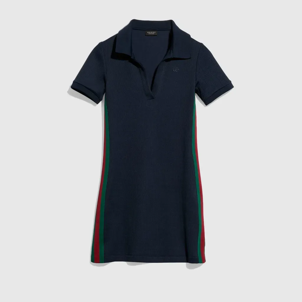 Rib Cotton Jersey Dress With Web