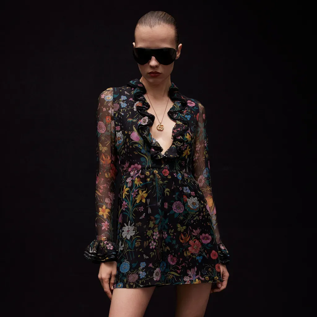 Printed Silk Chiffon Dress