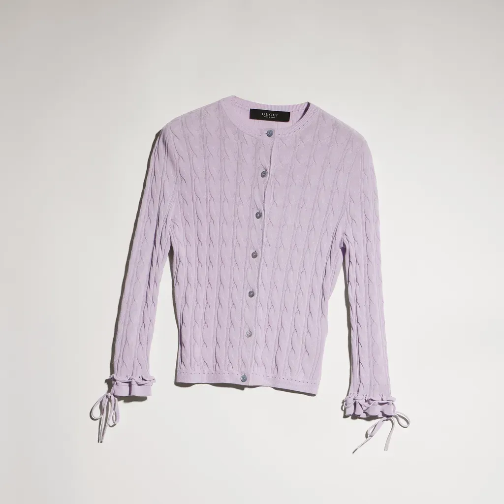 Braided Cotton Blend Cardigan