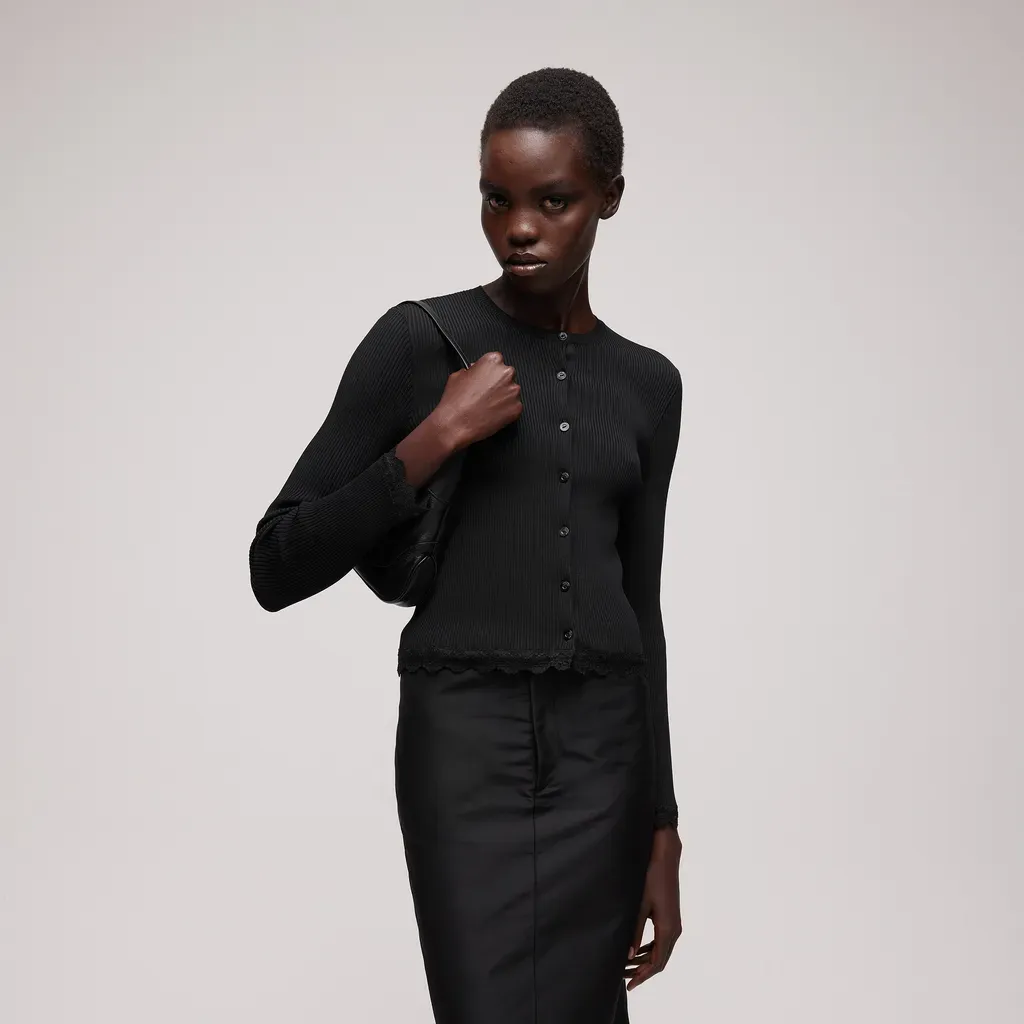 Fine Matte Viscose Rib Cardigan