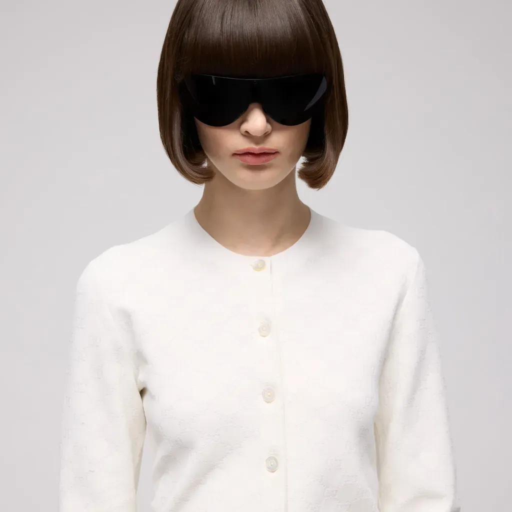 Gg Fine Viscose Jacquard Cardigan