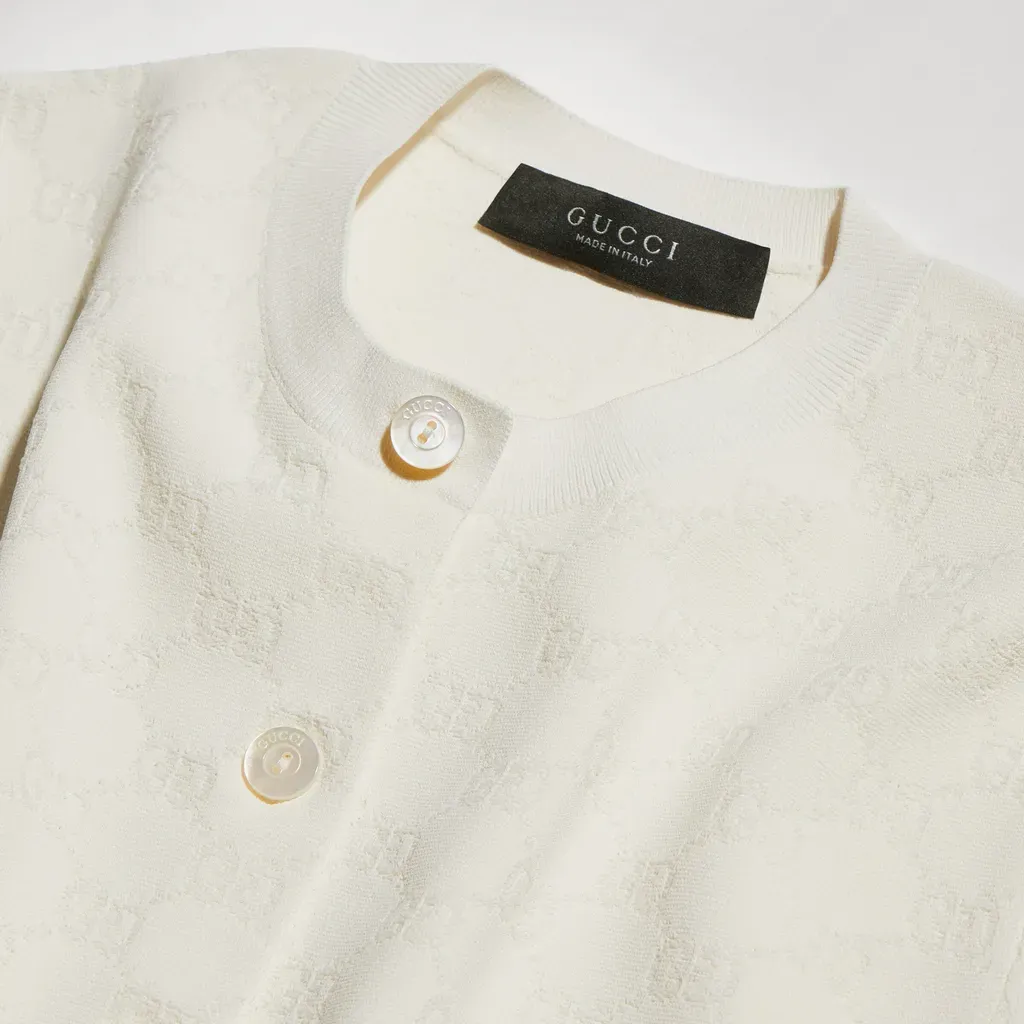 Gg Fine Viscose Jacquard Cardigan