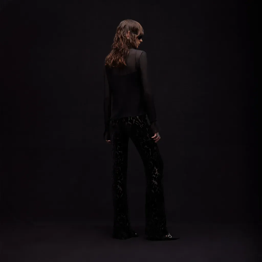 Floral Devoré Velour Pants