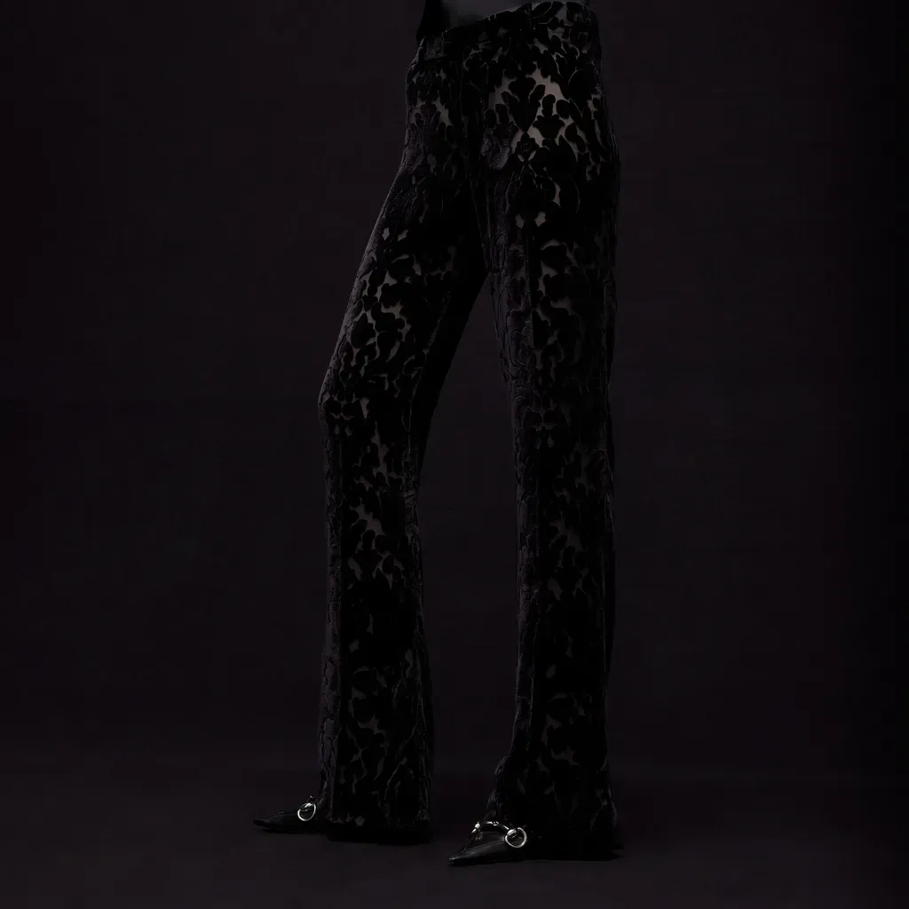 Floral Devoré Velour Pants