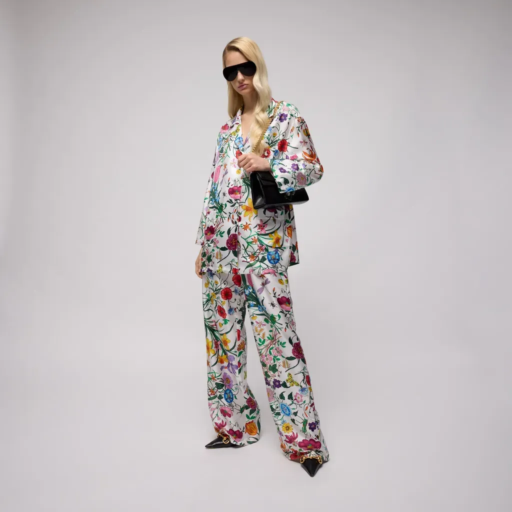 Printed Silk Twill Pants