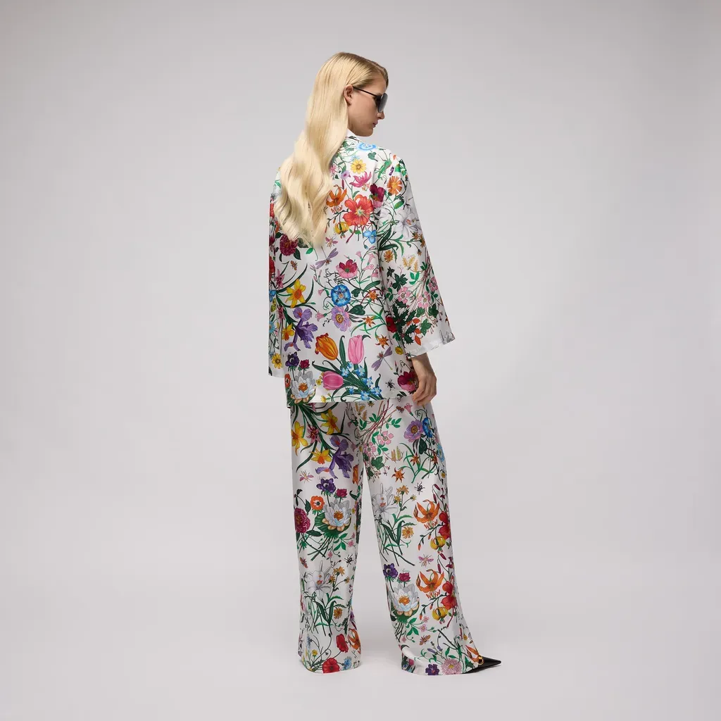 Printed Silk Twill Pants