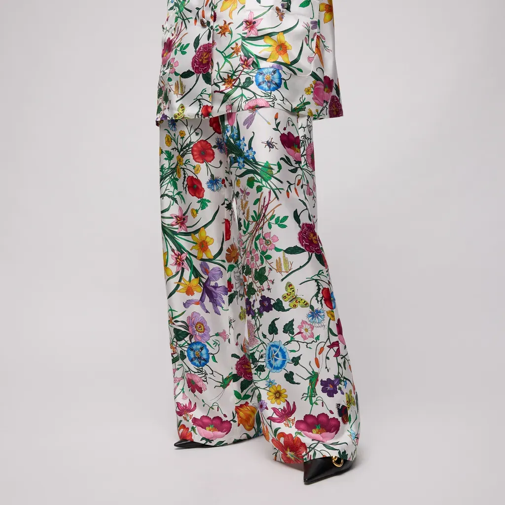 Printed Silk Twill Pants