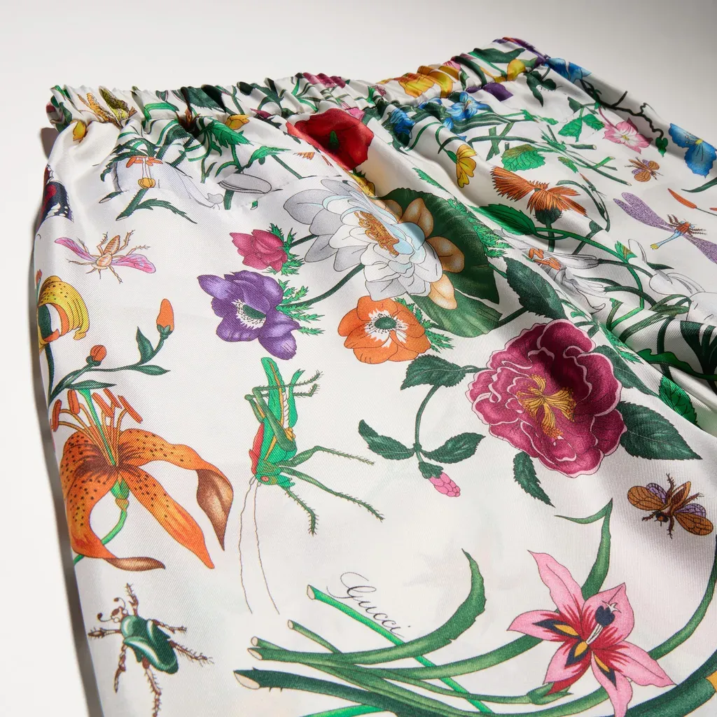 Printed Silk Twill Pants