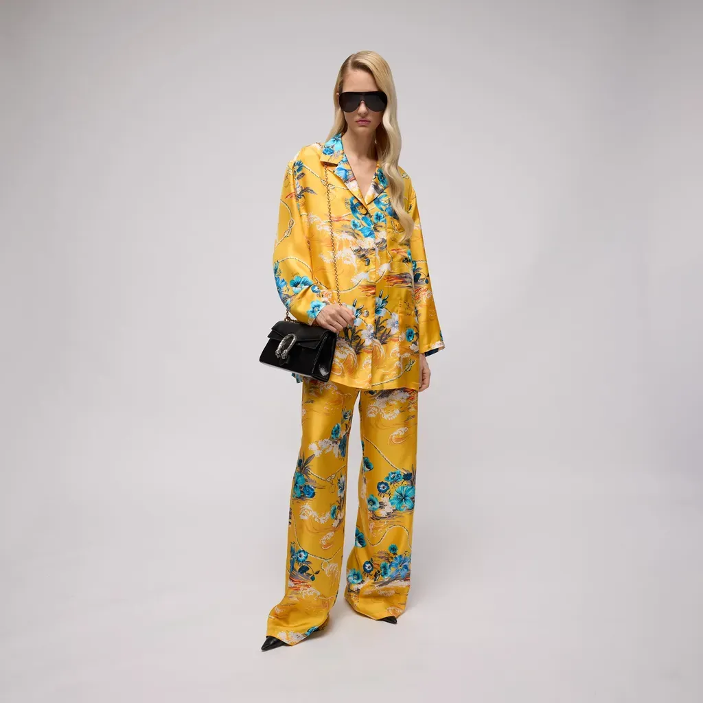 Printed Silk Twill Leisure Pants