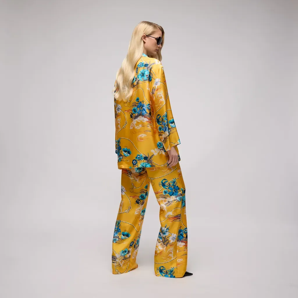 Printed Silk Twill Leisure Pants