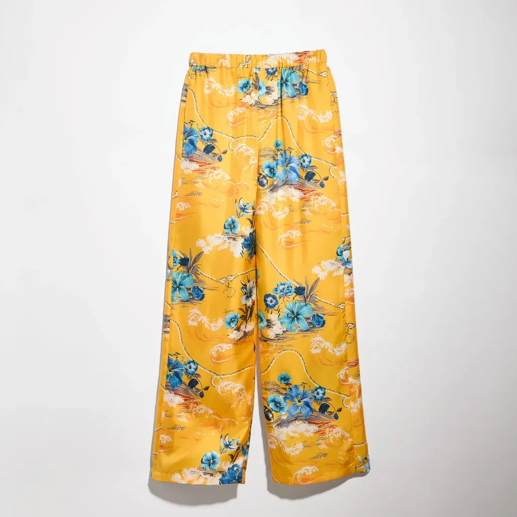 Printed Silk Twill Leisure Pants