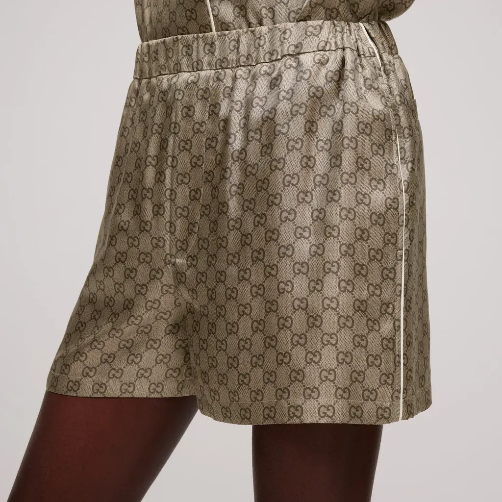Printed Silk Twill Shorts