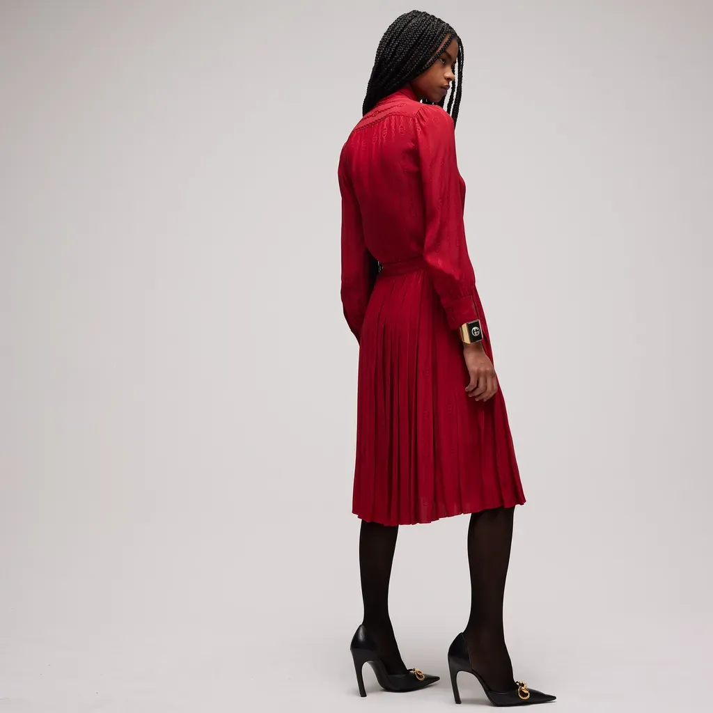Interlocking G Chain Silk Jacquard Midi Skirt