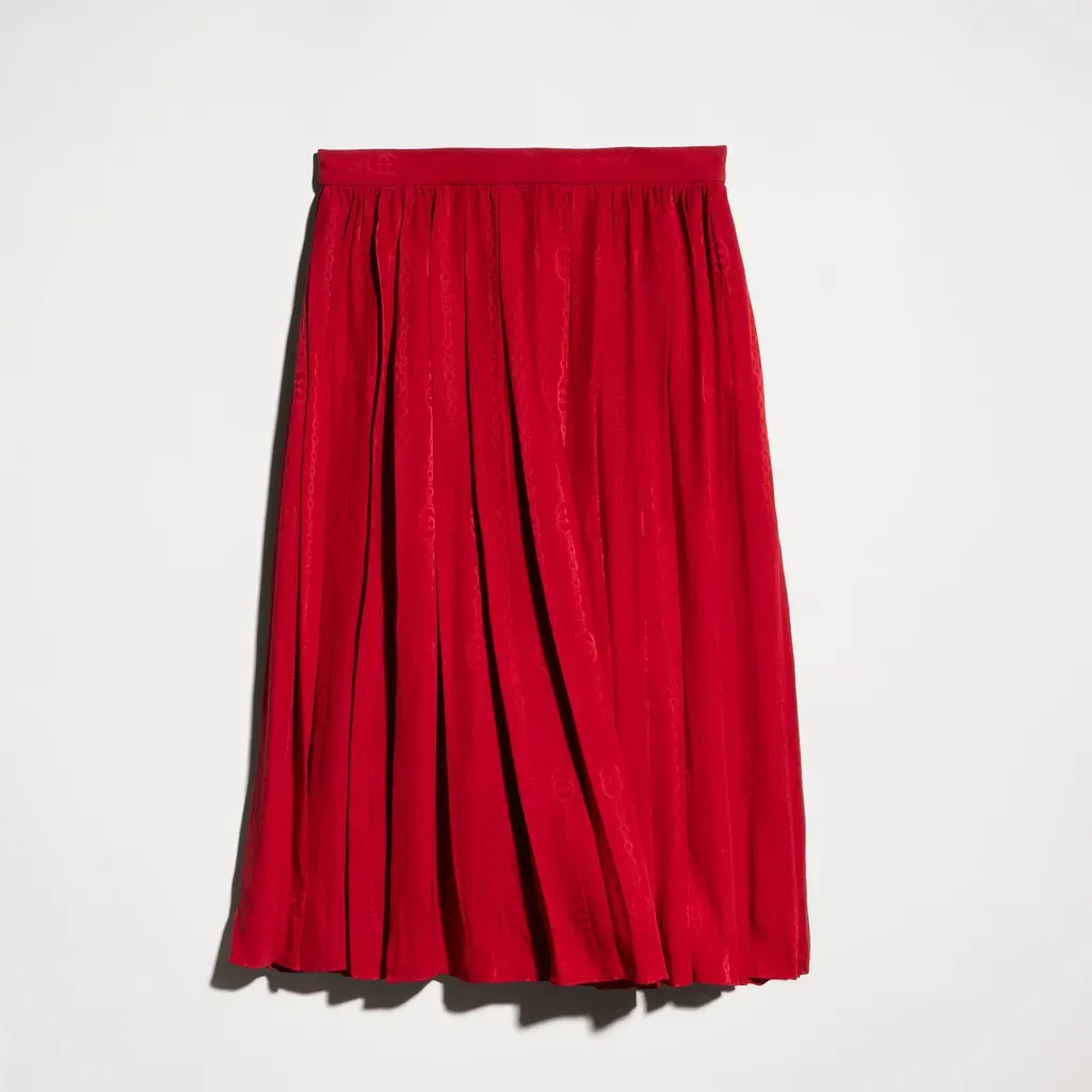 Interlocking G Chain Silk Jacquard Midi Skirt