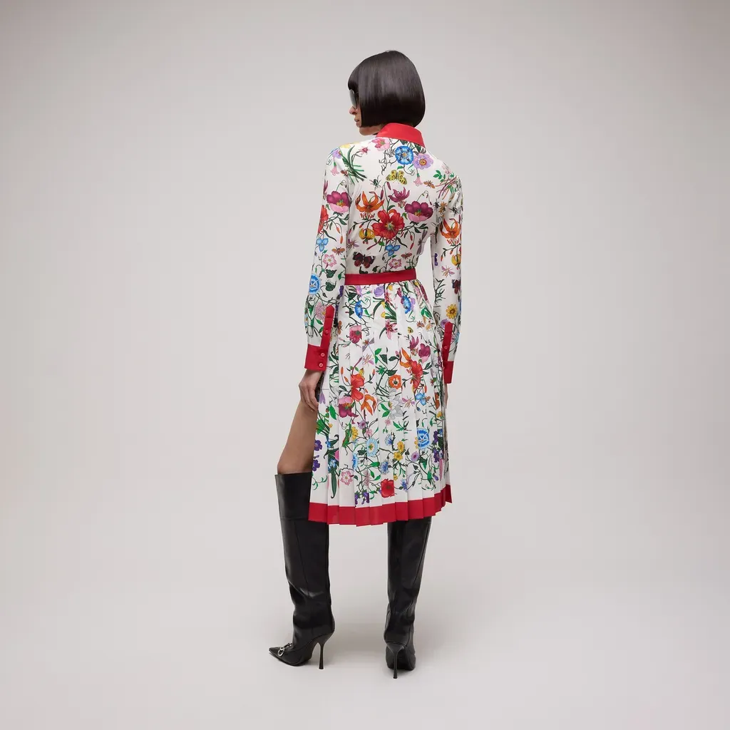 Printed Silk Pleated Skirt