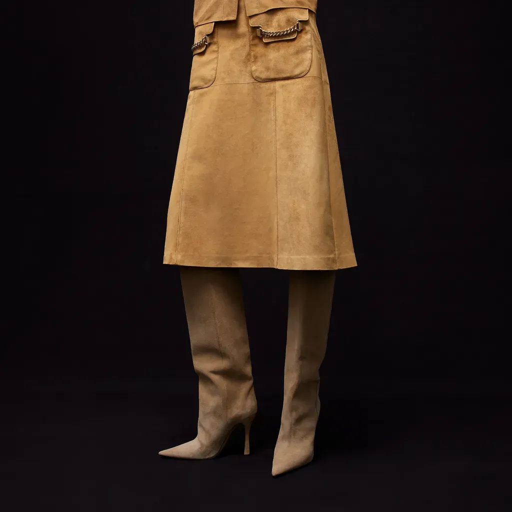 Suede Skirt With Chain Detail