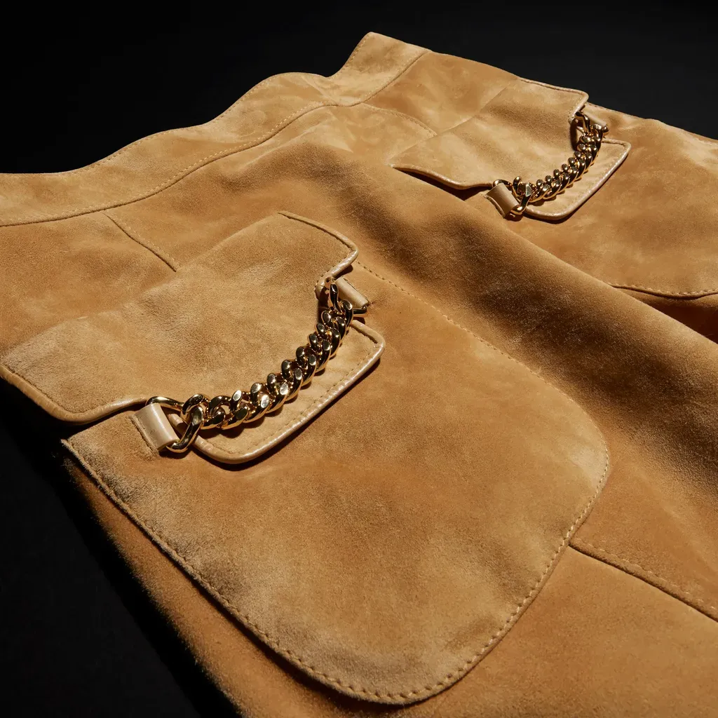 Suede Skirt With Chain Detail