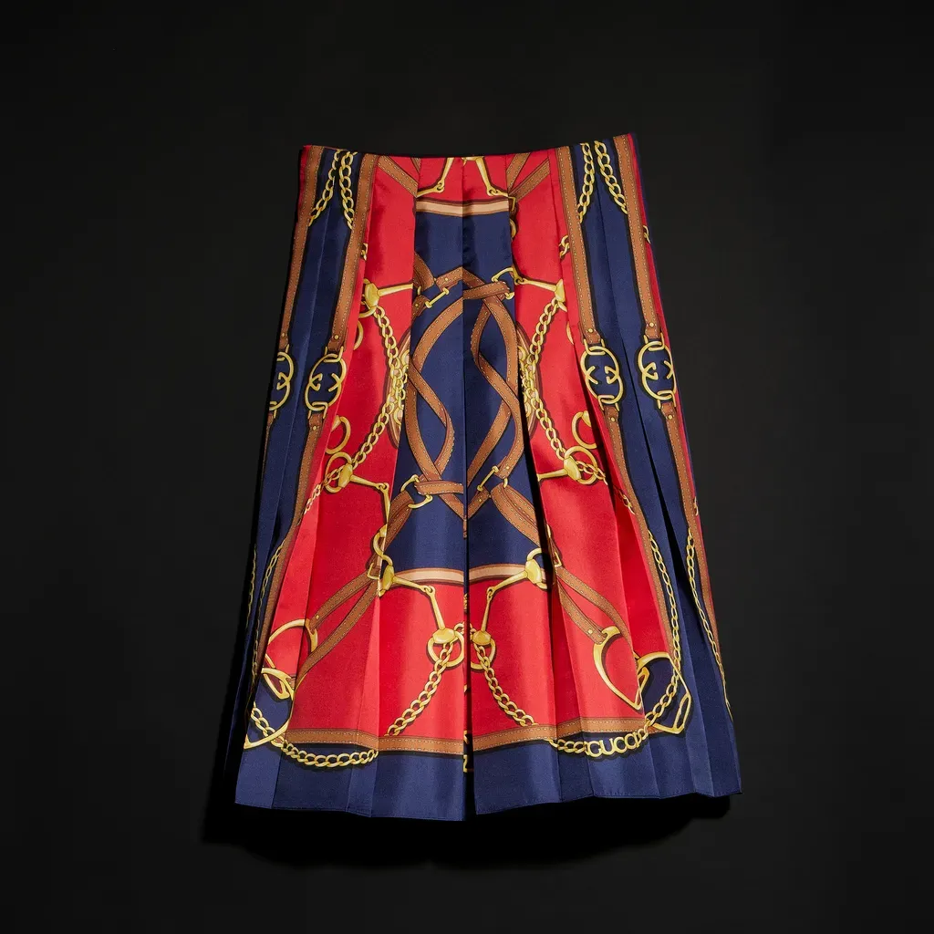Printed Silk Twill Midi Skirt