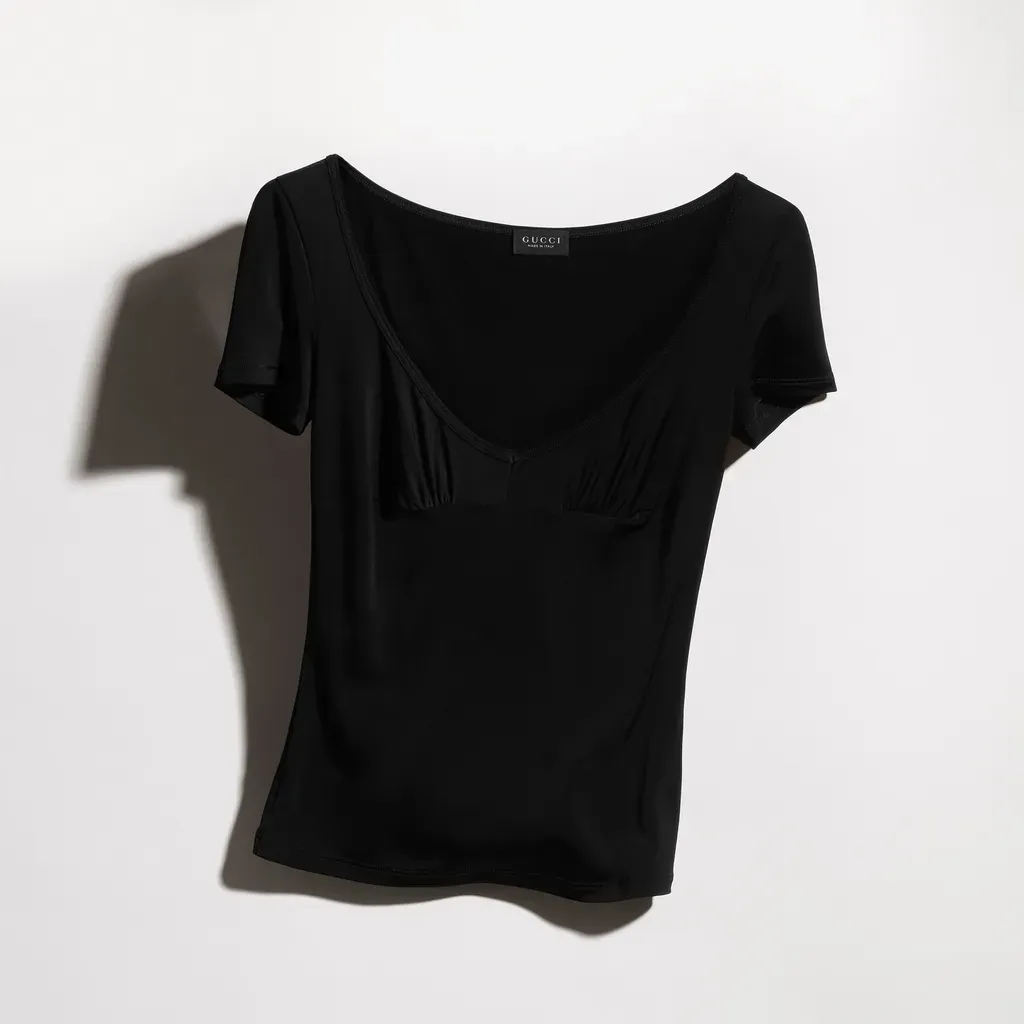 Viscose Jersey T-Shirt With Metal Tag