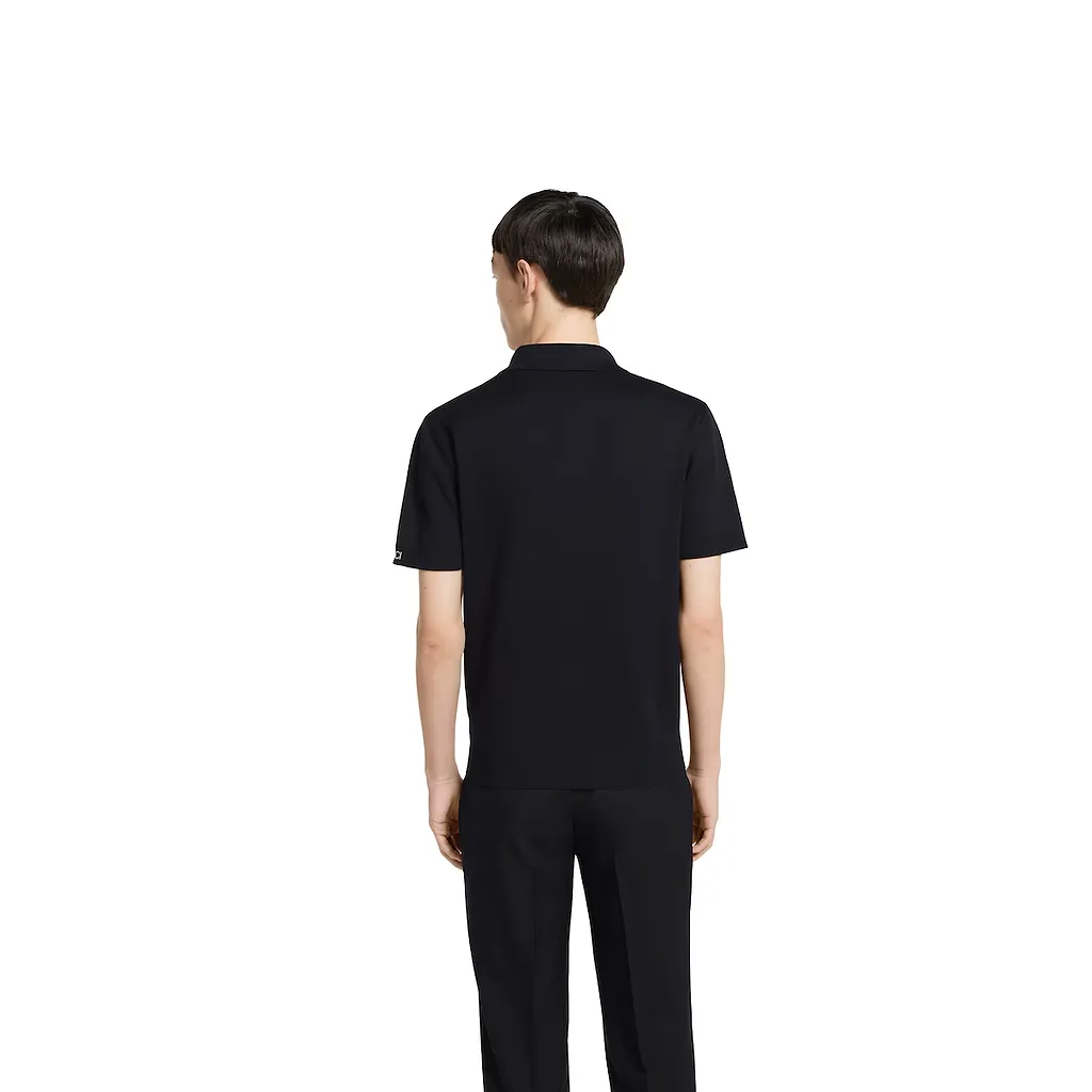 Silk Cotton Knit Polo Shirt
