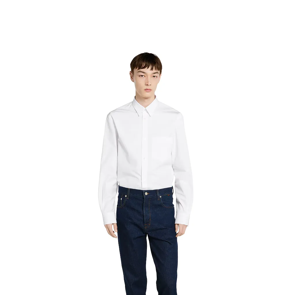 Heavy Cotton Poplin Shirt With Embroidery