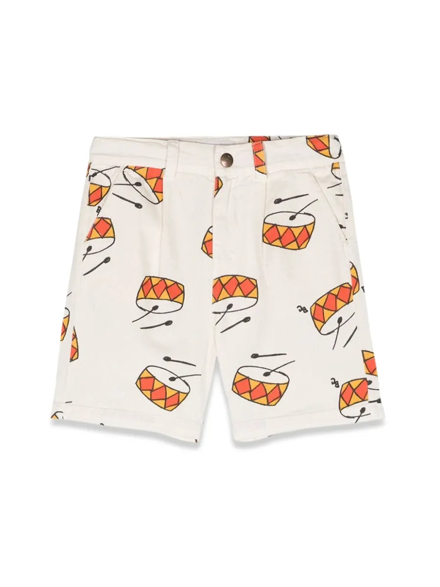 Play The Drum All Over Denim Bermuda Shorts