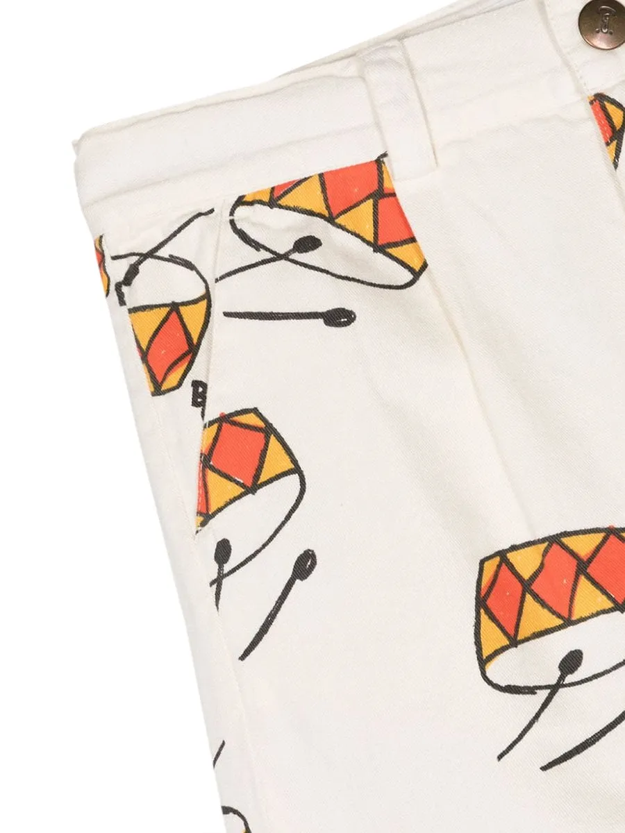 Play The Drum All Over Denim Bermuda Shorts