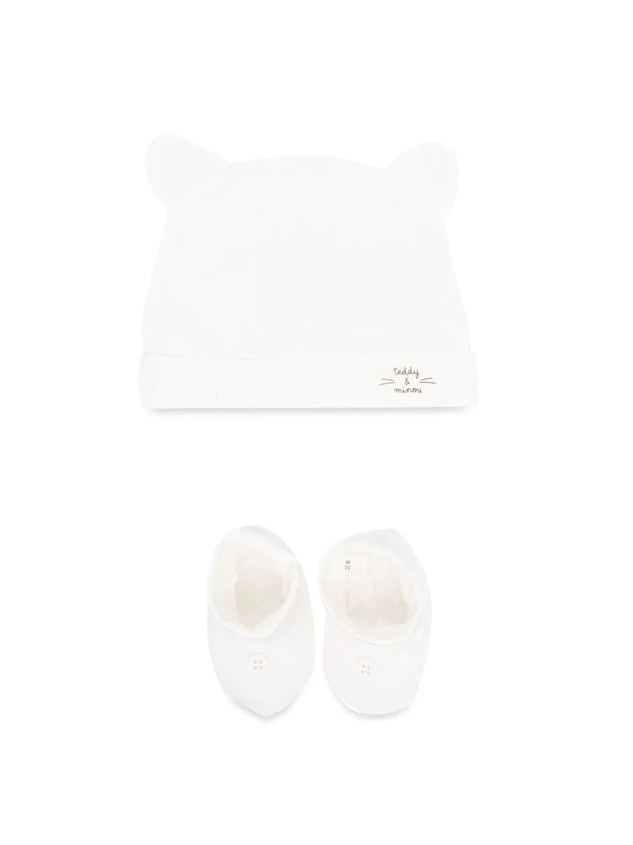 Teddy & Minou Bonnet And Booties Set