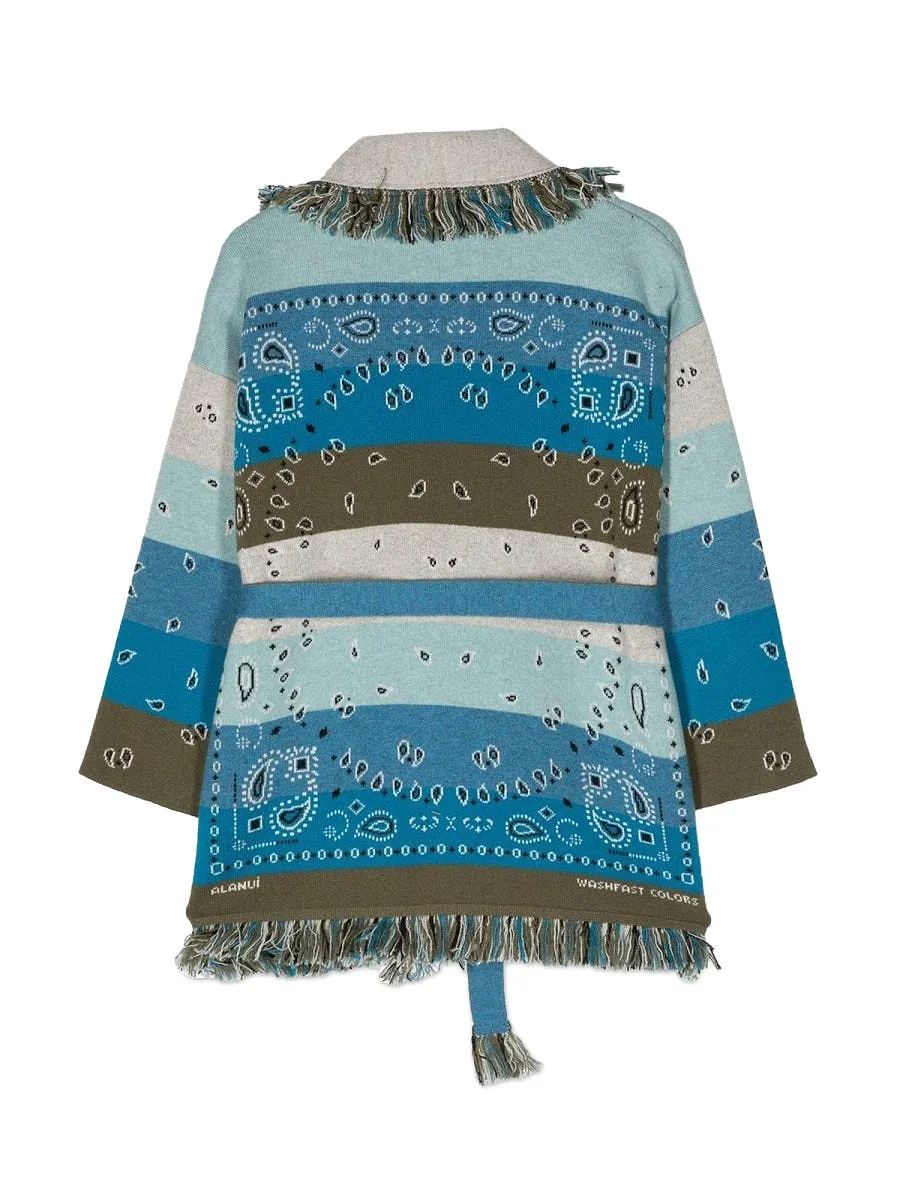Alanui Striped Bandana Jacquard Cardigan