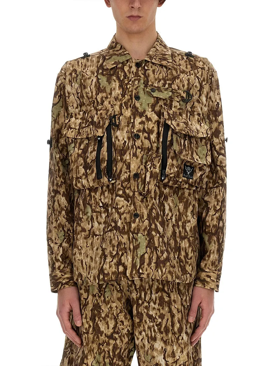 South2 West8 Camouflage Print Jacket