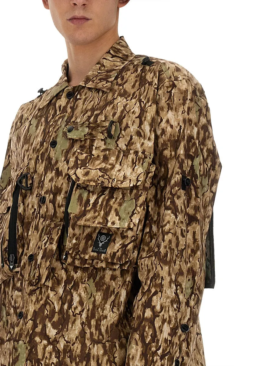 South2 West8 Camouflage Print Jacket