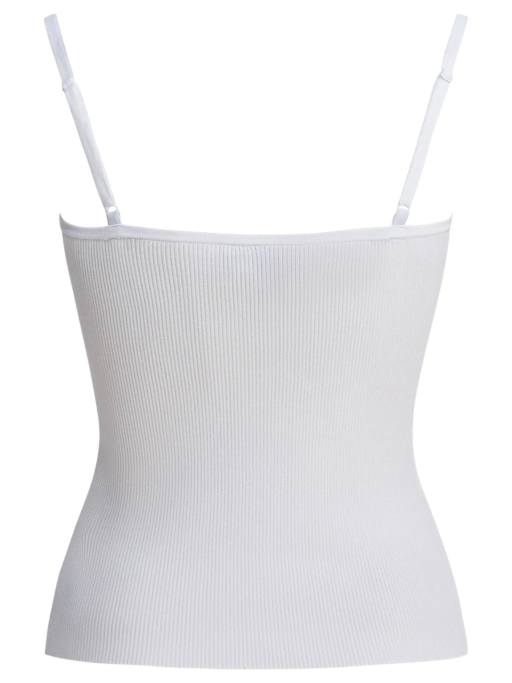 Self Portrait Ribbed Tank Top With Lace Neckline