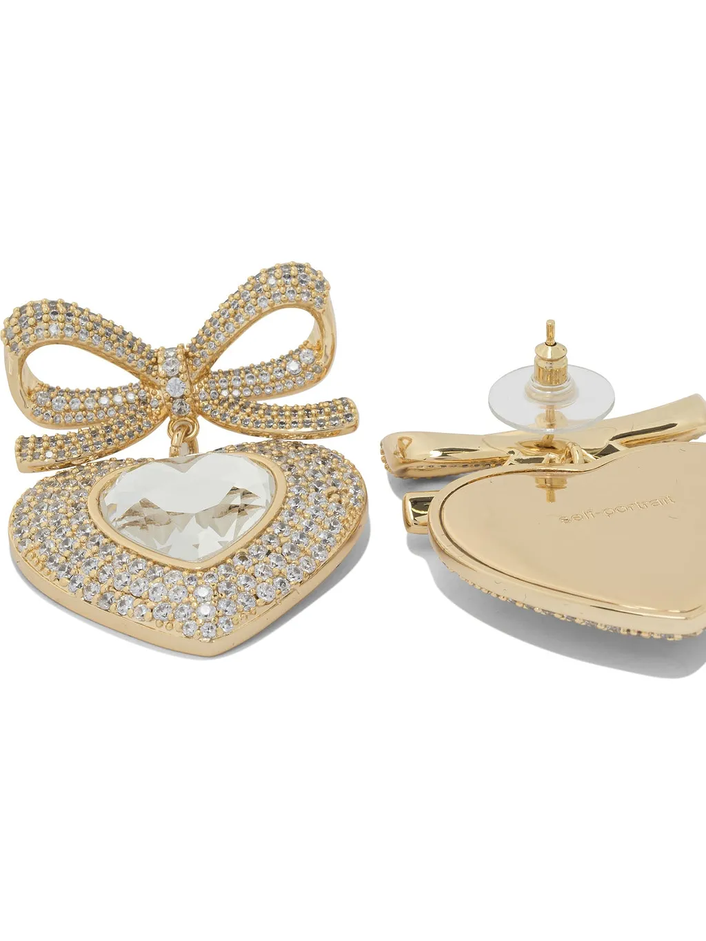 Heart Shaped Earrings With Embellished Bow