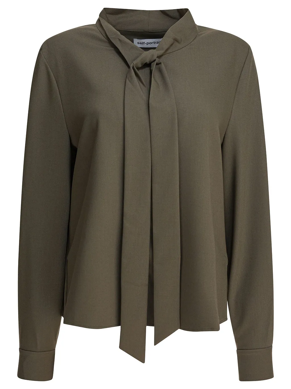 Self Portrait Twill Blouse With Bow Collar