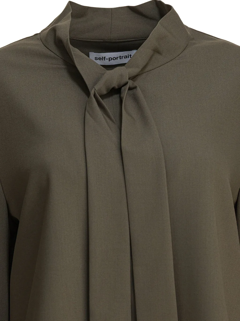 Self Portrait Twill Blouse With Bow Collar