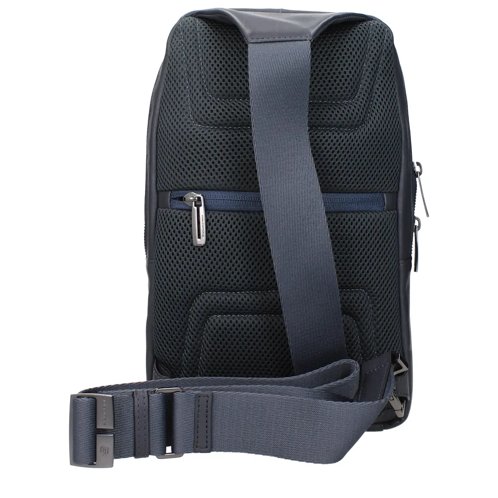 Piquadro Blue Leather Shoulder Bag