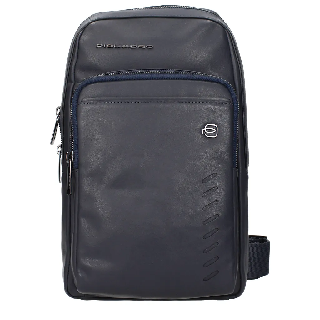 Piquadro Blue Leather Shoulder Bag