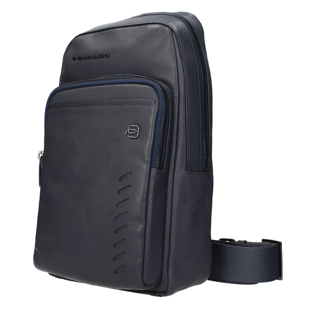 Piquadro Blue Leather Shoulder Bag